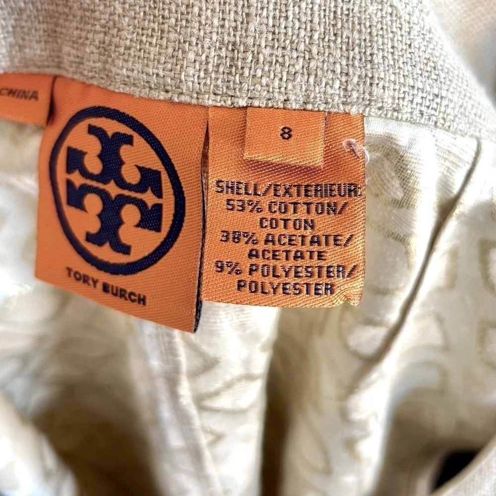 TORY BURCH Cream Patterned Sleeveless Dress